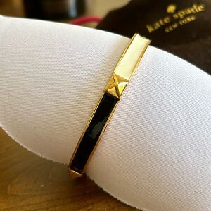Kate Spade Black White, Black,  Gold Bangle Bracelet EC